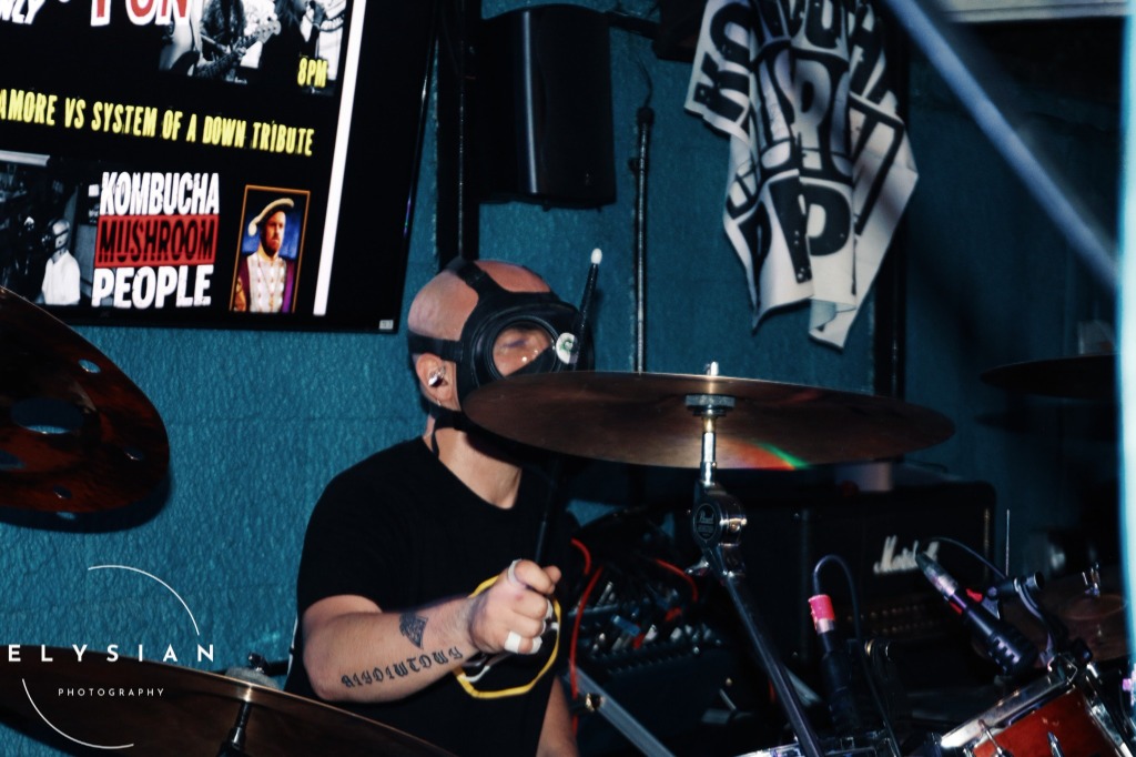 Drummer in Gas Mask