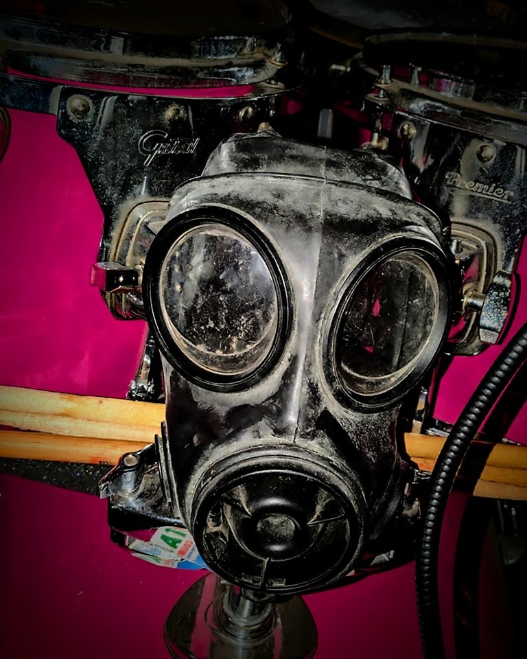 Gas Mask Detail on Drum Kit