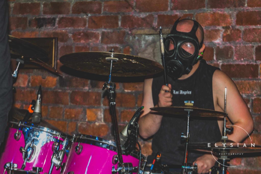 Drummer in Gas Mask